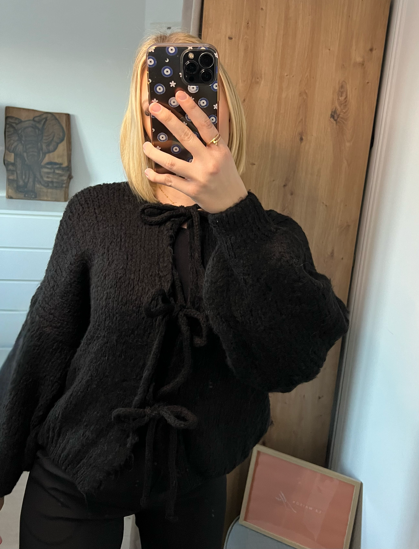 Black Lena Floating Cardigan