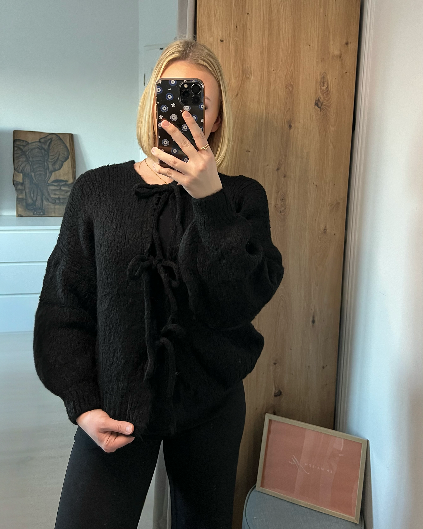 Black Lena Floating Cardigan
