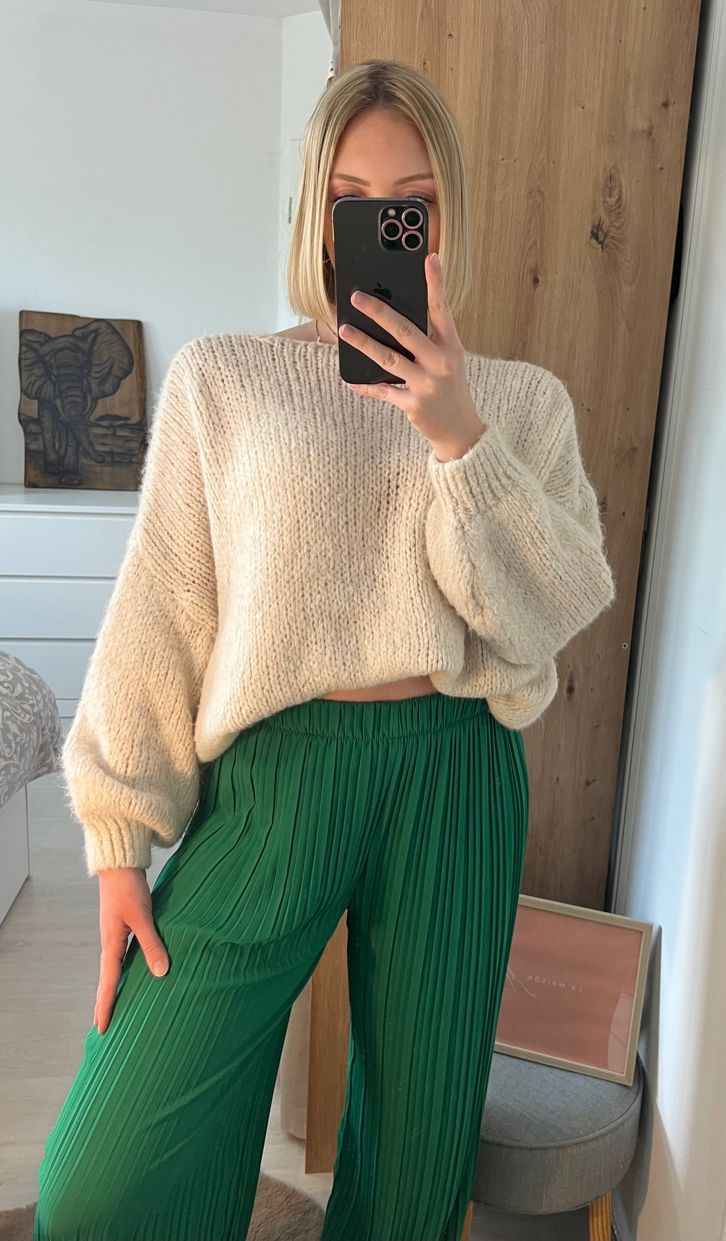 Cardigan à flots Léna crème
