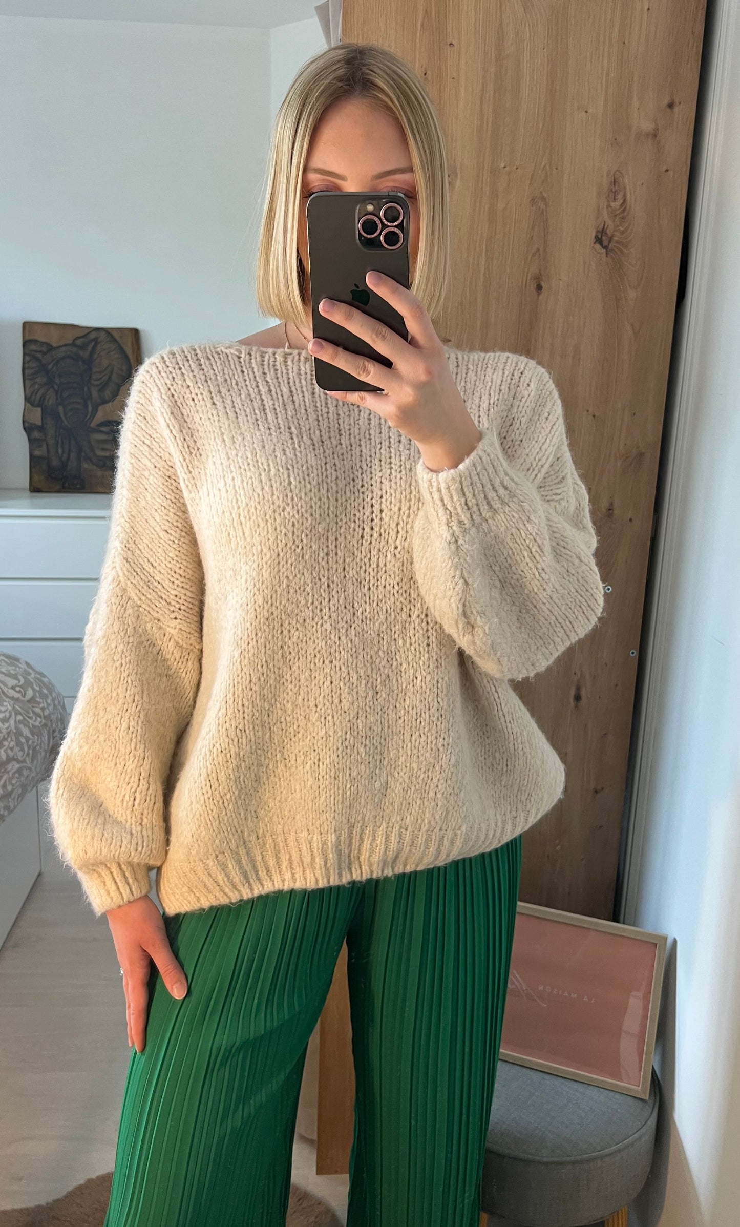 Cardigan à flots Léna crème