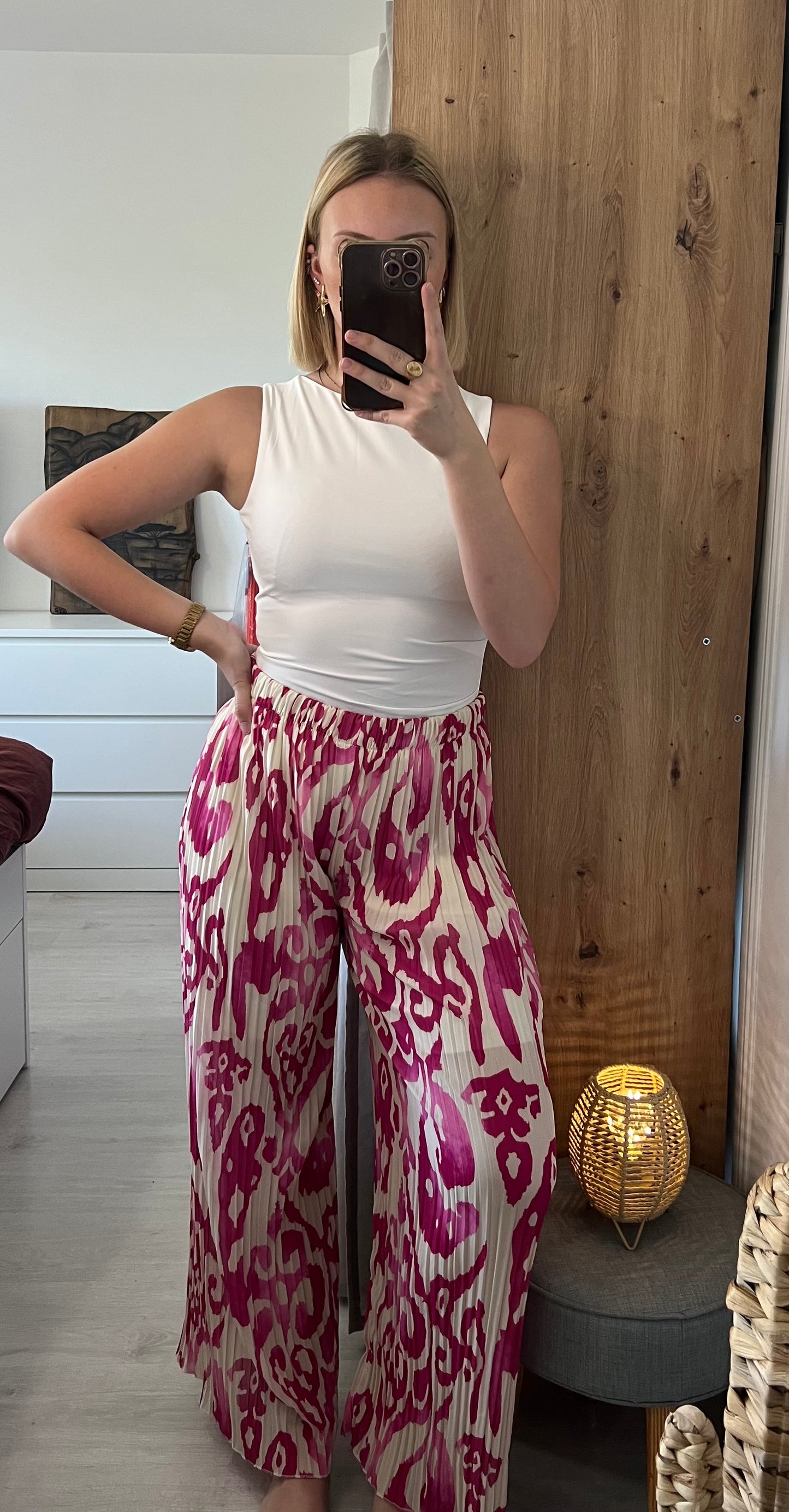 PANTALON CALLIE À MOTIFS MAUVE