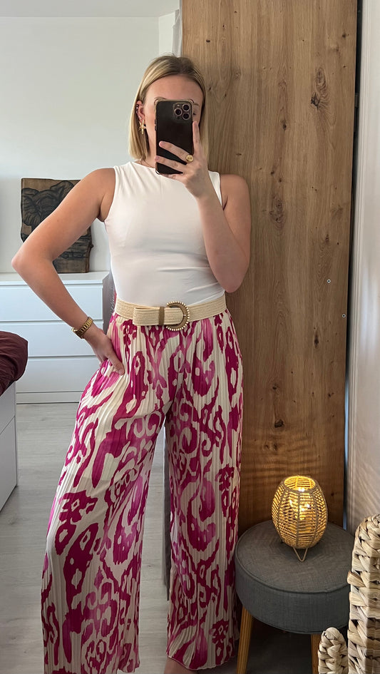 PANTALON CALLIE À MOTIFS MAUVE