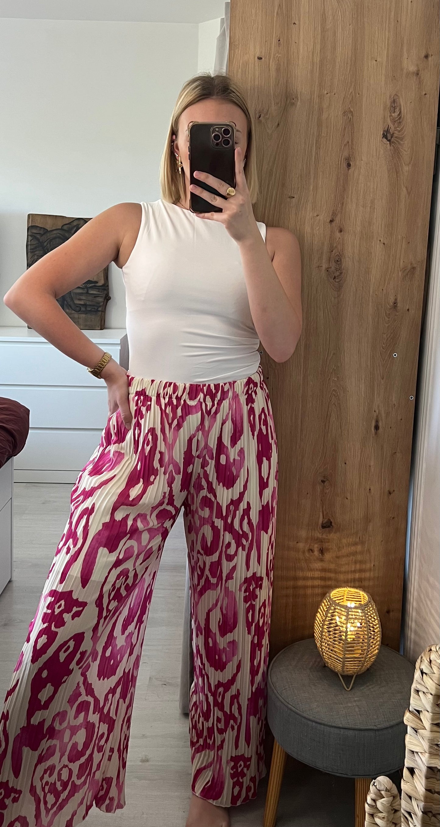 PANTALON CALLIE À MOTIFS MAUVE